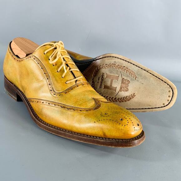 CALZOLERIA HARRIS Size 9 Tan Perforated Leather Lace-Up Shoes - Picture 5 of 8